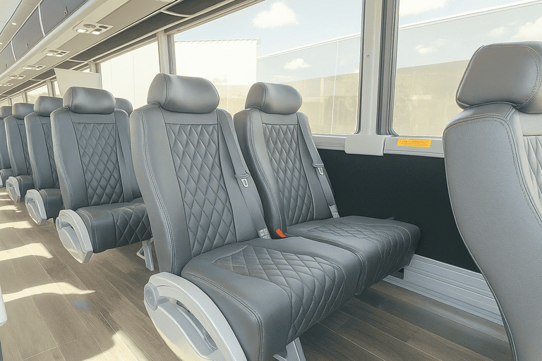 interior of Hillsboro Shuttle Bus Rentals charter bus